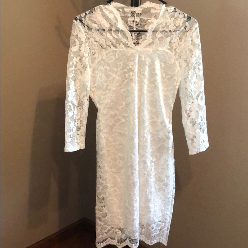 Sheer Lacey Little White Dress